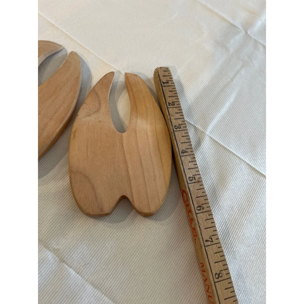 North Pole Alaska Reindeer Hoof Wooden Salad Servers Set Rustic Christmas Decor